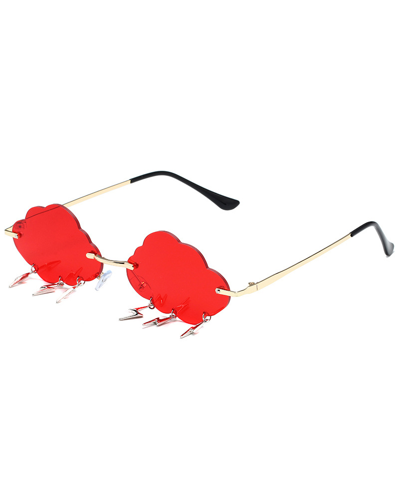 

1Pair Cloud Shaped Rimless Fashion Sunglasses, Red