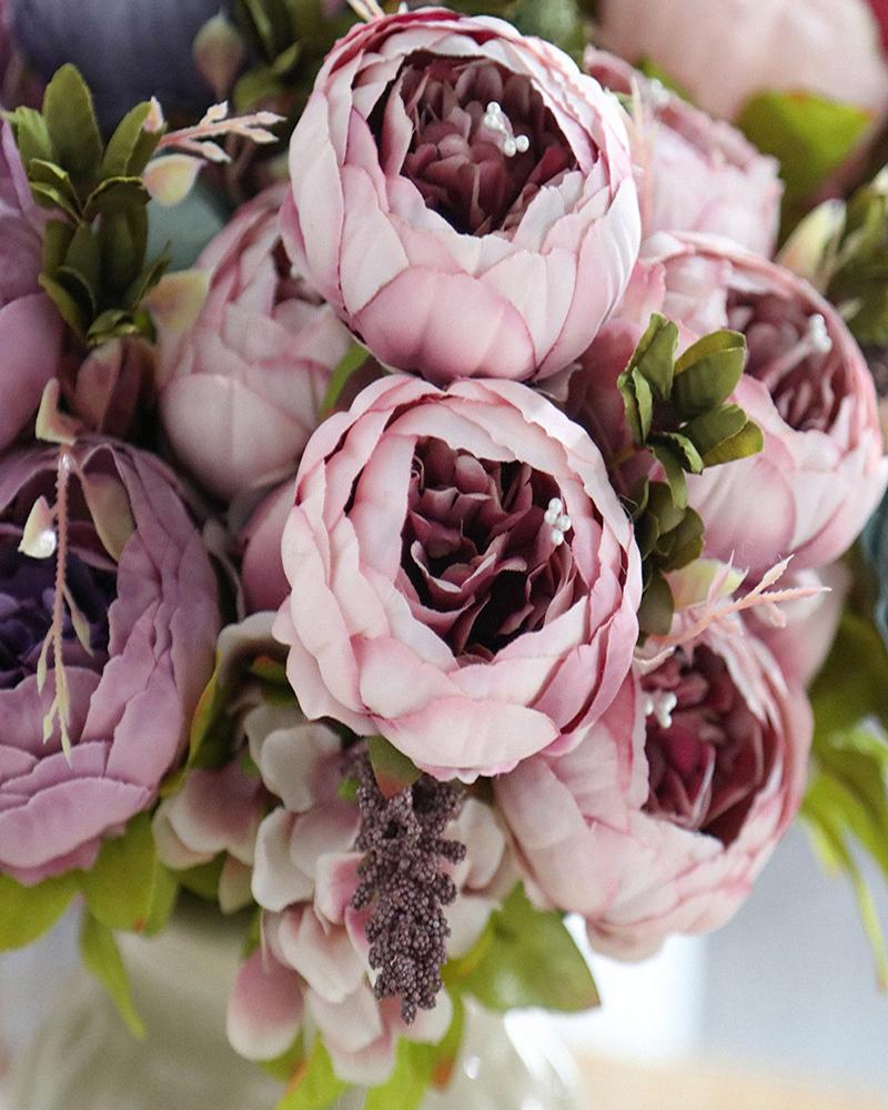 

Fake Flowers Vintage Artificial Peony Silk Flowers Wedding Home Decoration, Light purple
