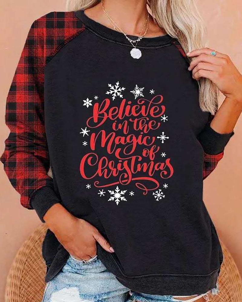 

Christmas Letter Print Casual Sweatshirt, Style1