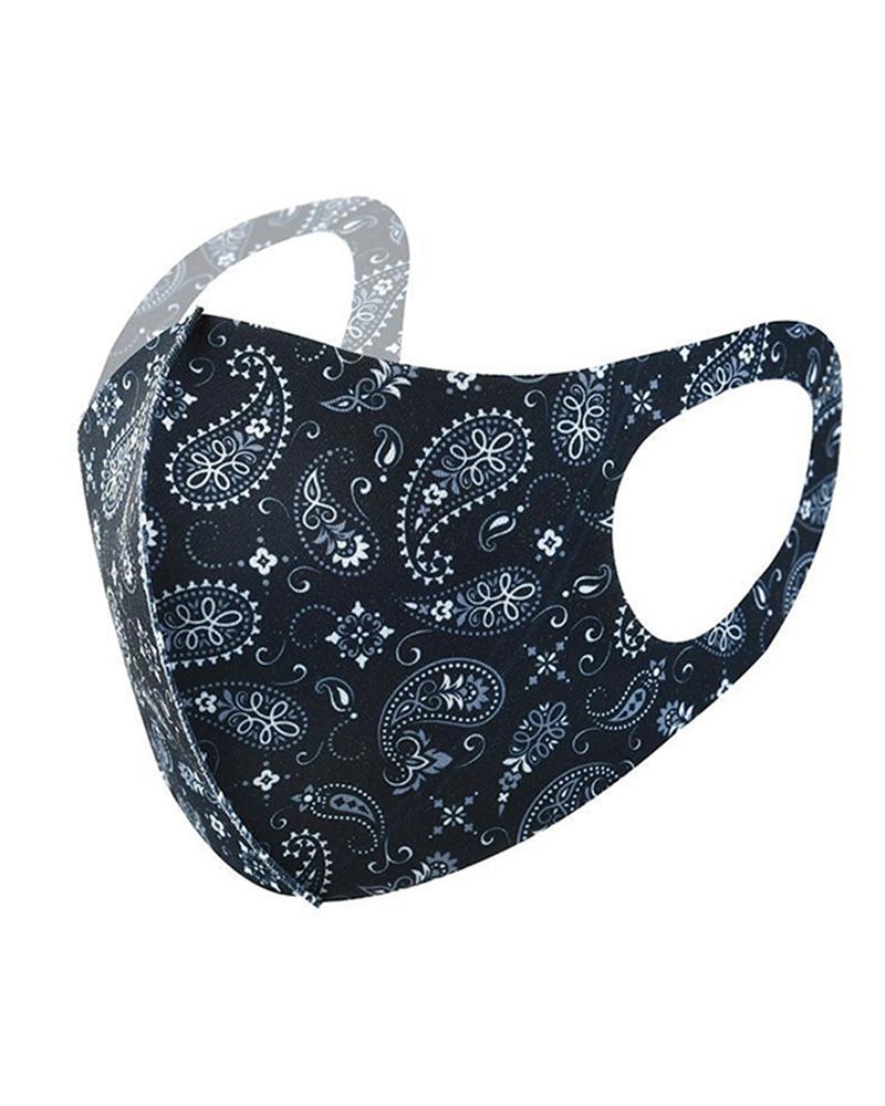 

Ice Silk Paisley Print Breathable Mouth Mask, Black