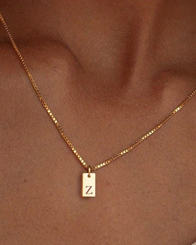 

1pc Alphabet Letter Engraved Pendent Necklace, Style26