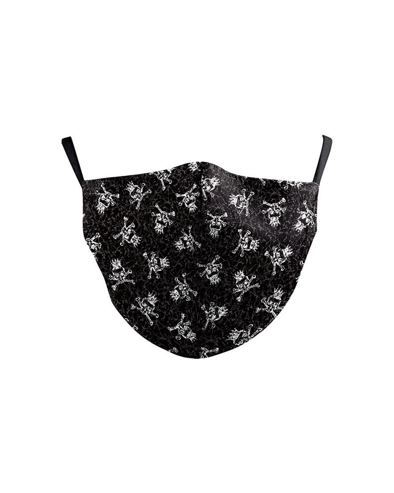 

Mouth Skull Print Colorblock Breathable Face Mask, Black
