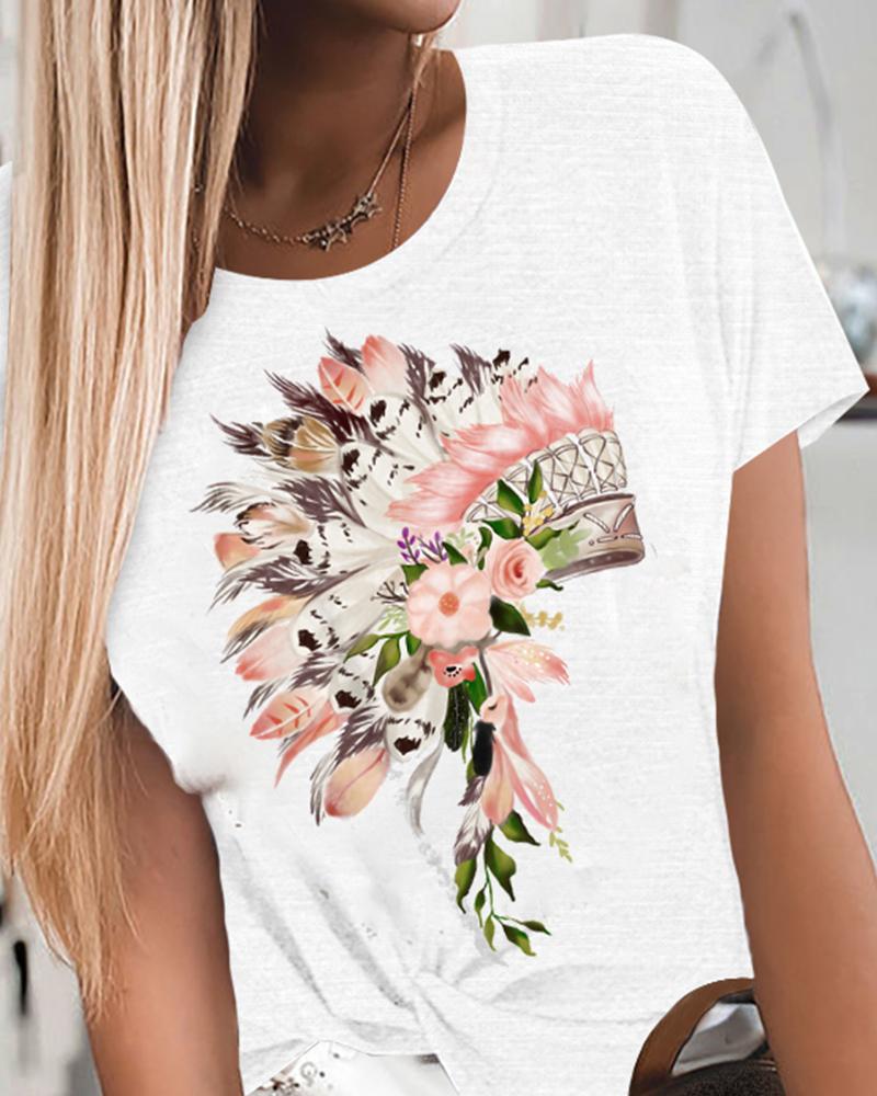 

Pineapple Cartoon Print Short Sleeve Loose T-shirts, Style12