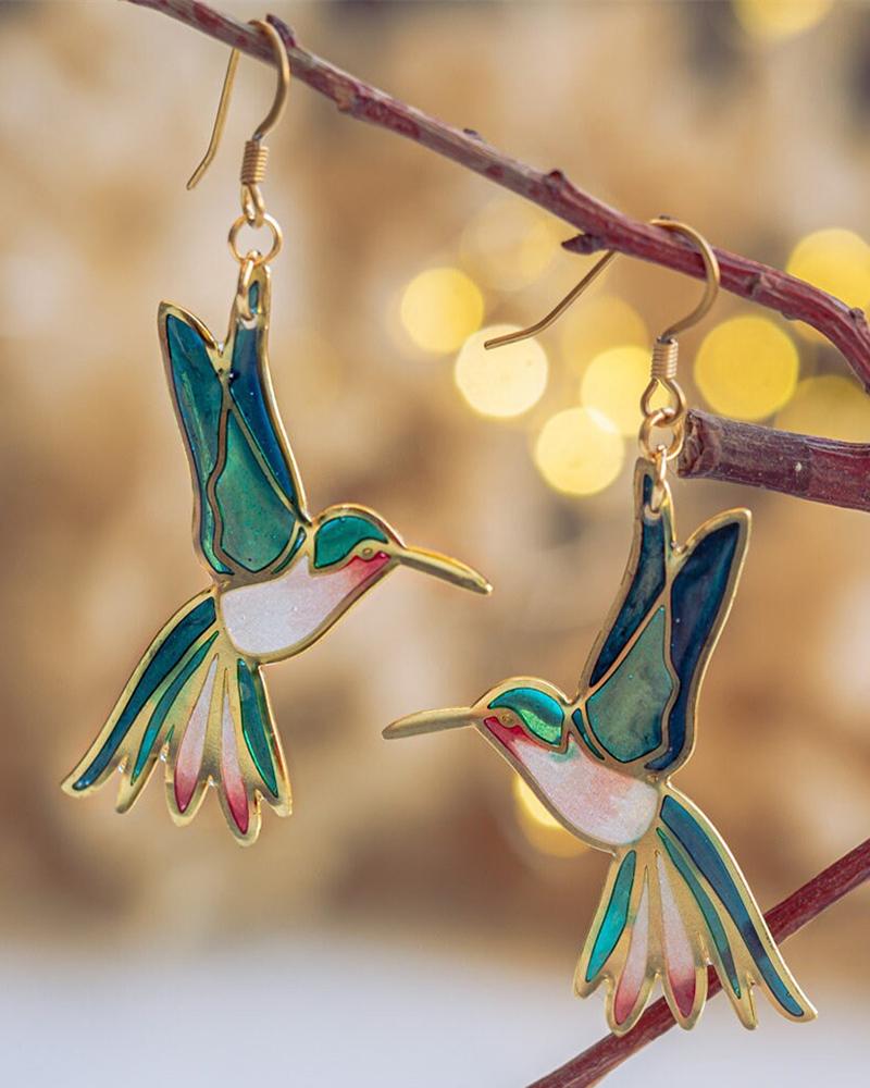 

1Pair Hummingbird Shaped Hook Earirngs, Gold