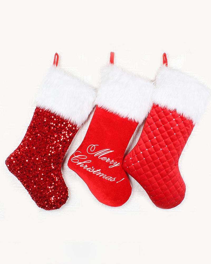 

Christmas Fluffy Trim Sequins / Letter Embroidery / Quilted Xmas Tree Hanging Ornaments, Style1