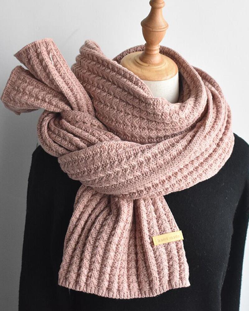 

Women Winter Solid Color Knit Warm Fashion Thickening Warm Wrap Scarf, Pink