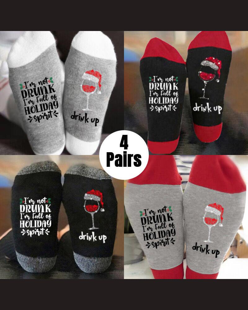 

4 pares de meias de inverno de Natal, meias quentes e macias para férias, Style1