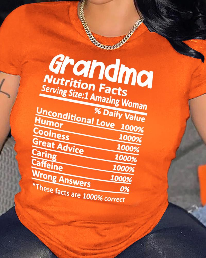 

Vintage Letter Print Short Sleeve T-shirt, Orange