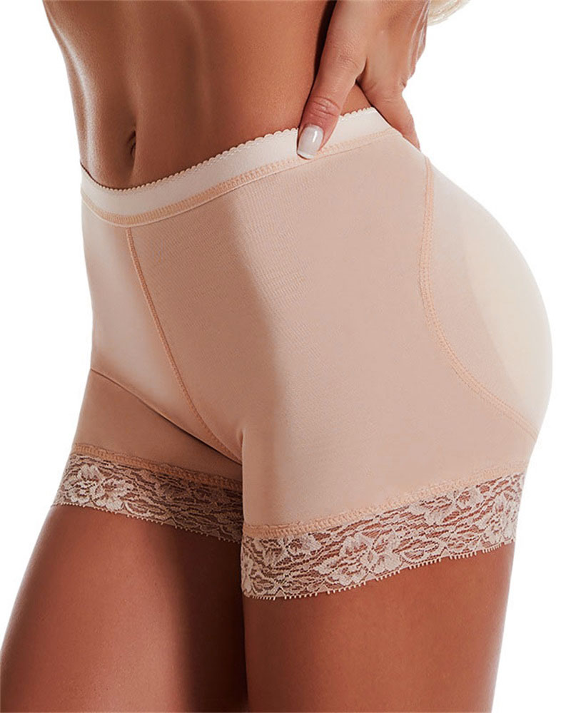 

Contrast Lace Butt Lifting Shapewear Hip Padded Panty Breathable Underwear Body Shaper, Apricot