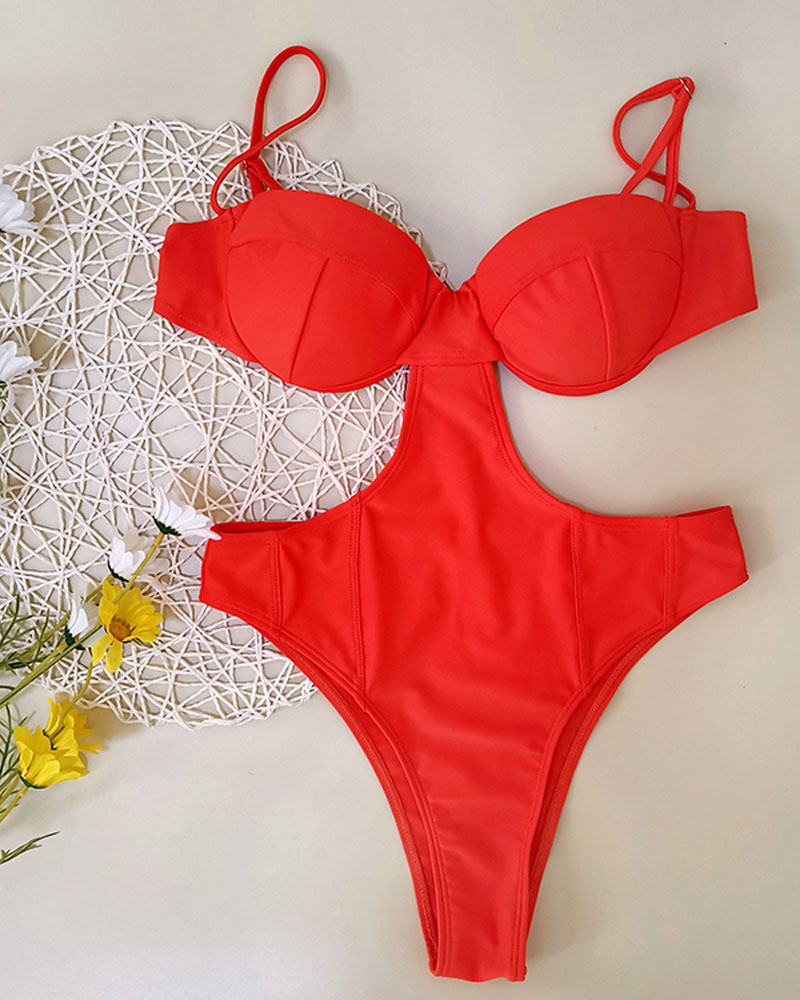 

Cutout Backless Underwire One-Piece Swimsuit, Orange