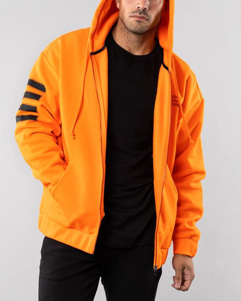 

Letter Printing Long Sleeve Hoodies Coats, Orange
