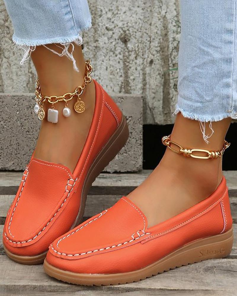 

PU Leather Slip On Loafers, Orange