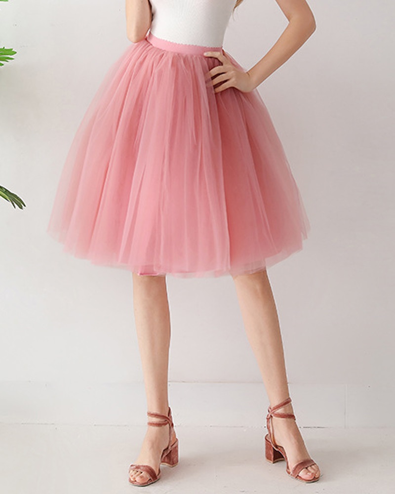 

Layered Sheer Mesh Tulle Tutu Skirt, Pink