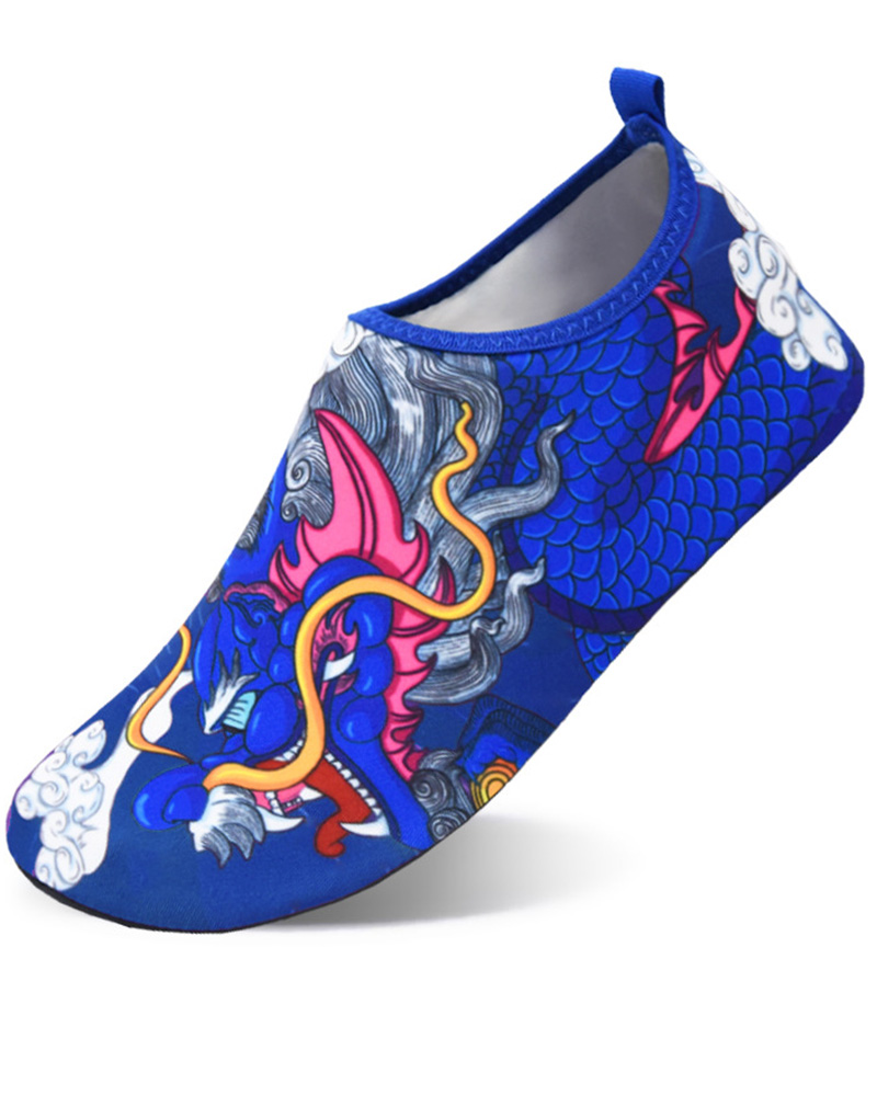 

Vintage Dragon Print Slip On Swim Water Beach Shoes, Style6