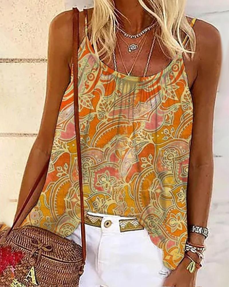 

Tribal Print Flowy Cami Top, Orange