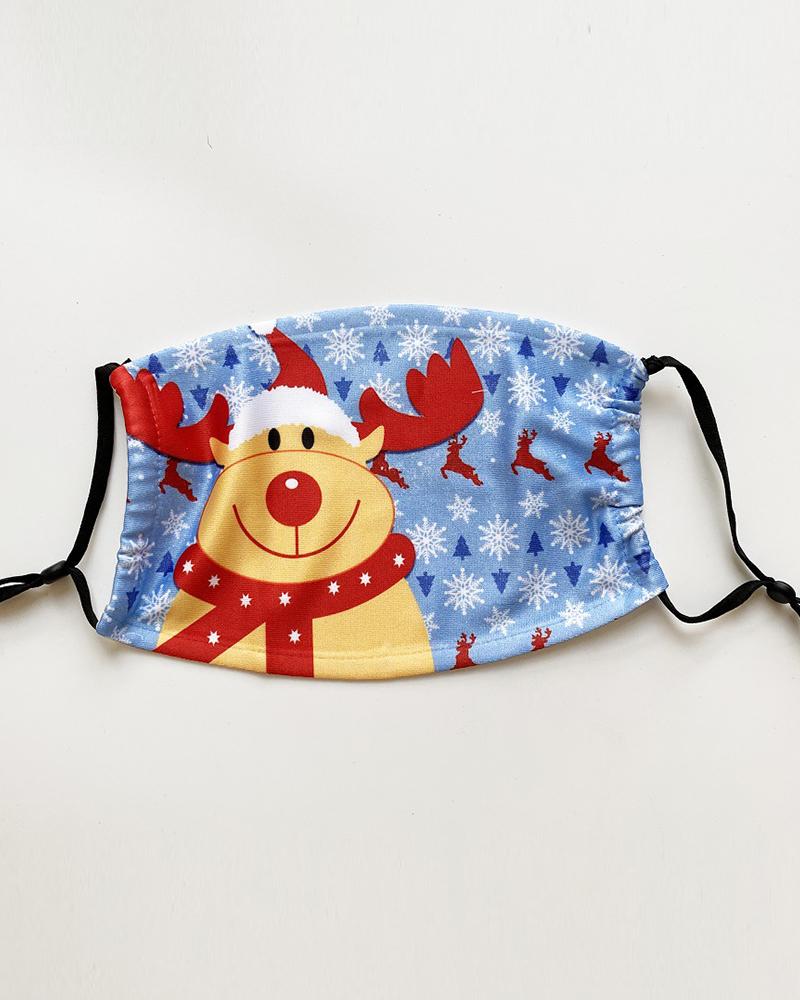 

Christmas Santa Reindder Print PM 2.5 Face Mask With Fliter For Kids, Style3