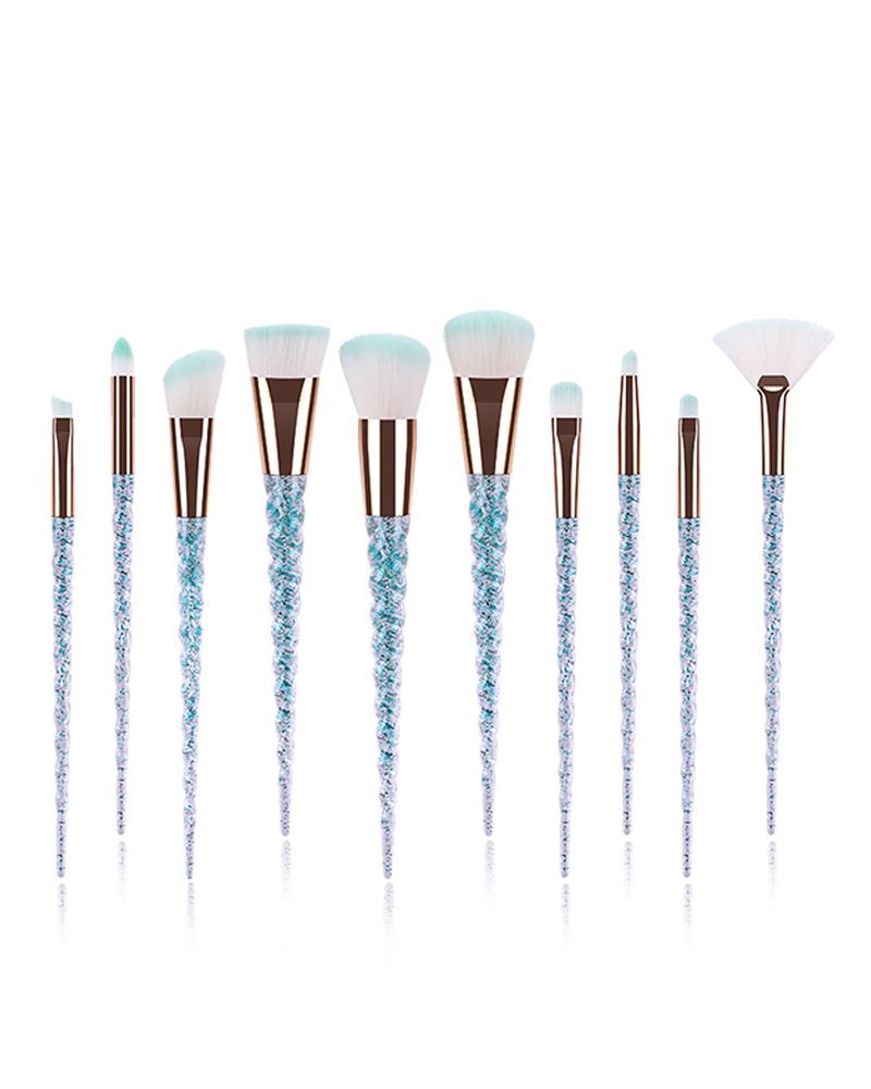 

Clear Glitter Handle Makeup Brush Set, Blue