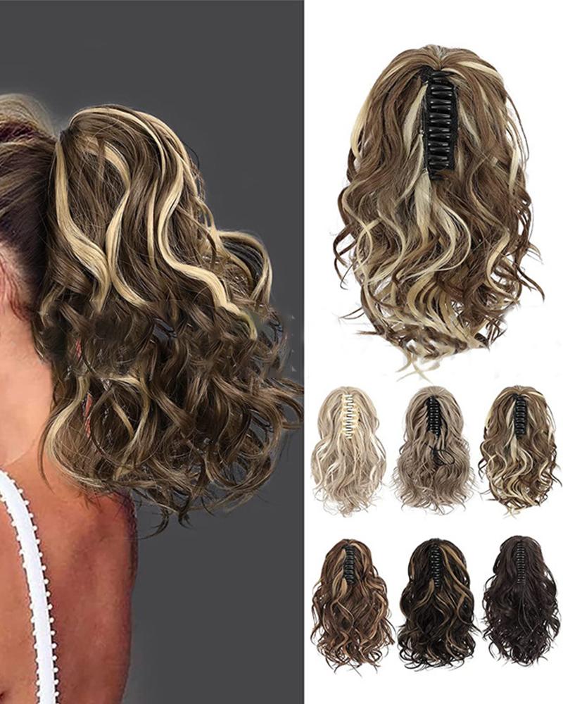 

Mixed Color Body Wave Ponytail Extension Hair Claw Synthetic Hairpieces, Style2