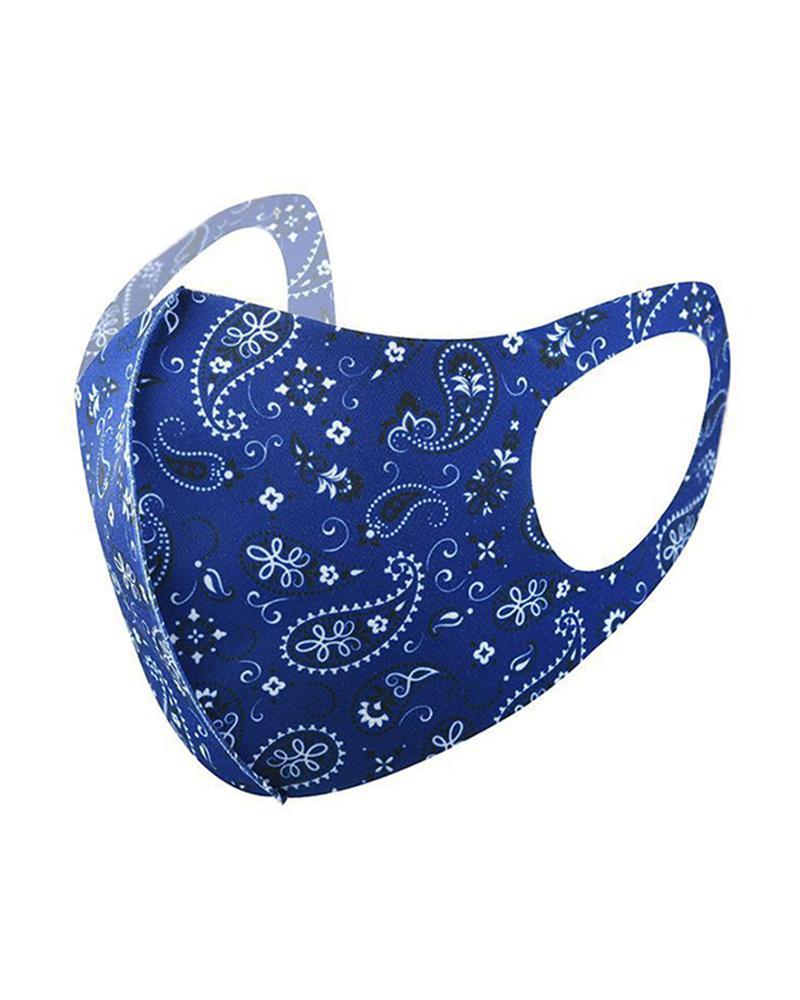 

Ice Silk Paisley Print Breathable Mouth Mask, Dark blue