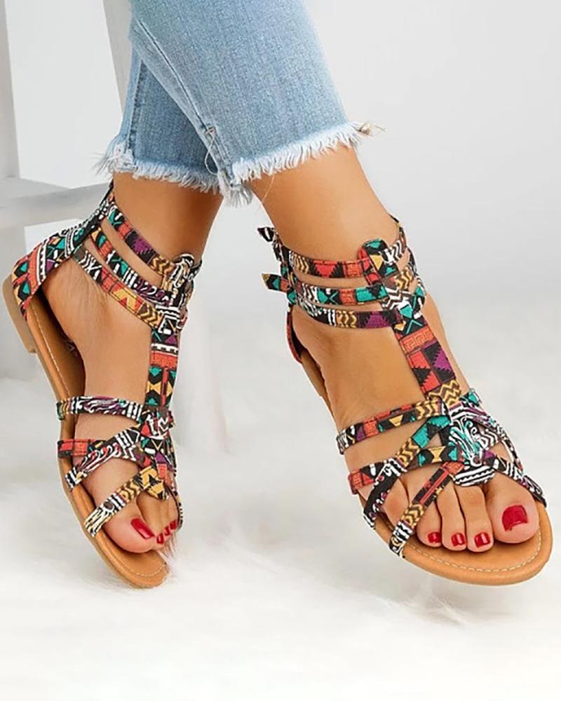 

Suede Multi-Strap Crisscross Flat Sandals, Red