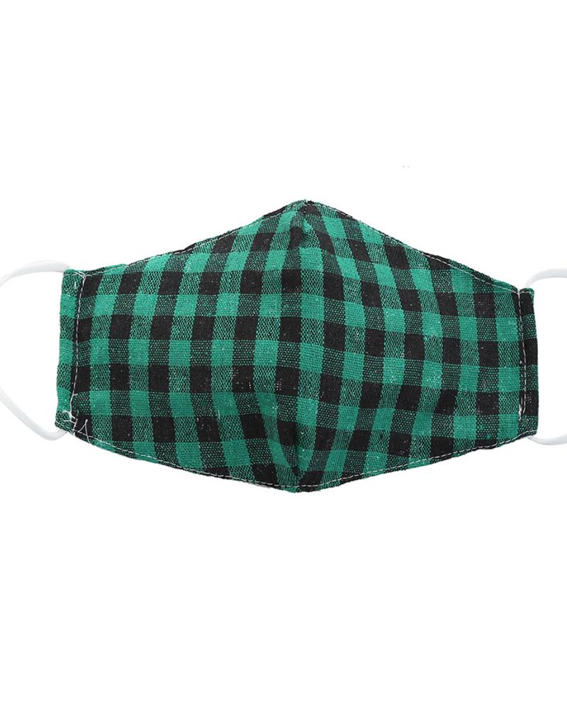 

Christmas Plaid Snowflake Breathable Face Mask, Green