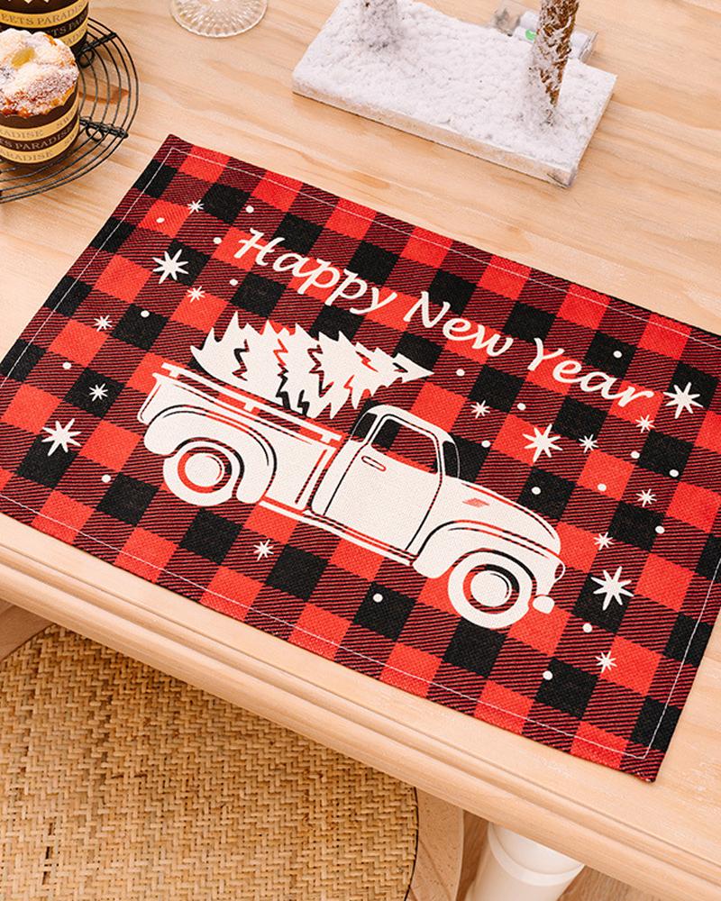 

Set Christmas Placemats Xmas Plaid Table Mats Seasonal Winter Holiday Christmas Kitchen Dining Table Decorations Party Supplies, Style4