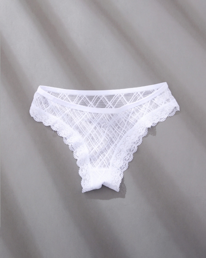 

Breathable Scallop Trim Lace Panty, White