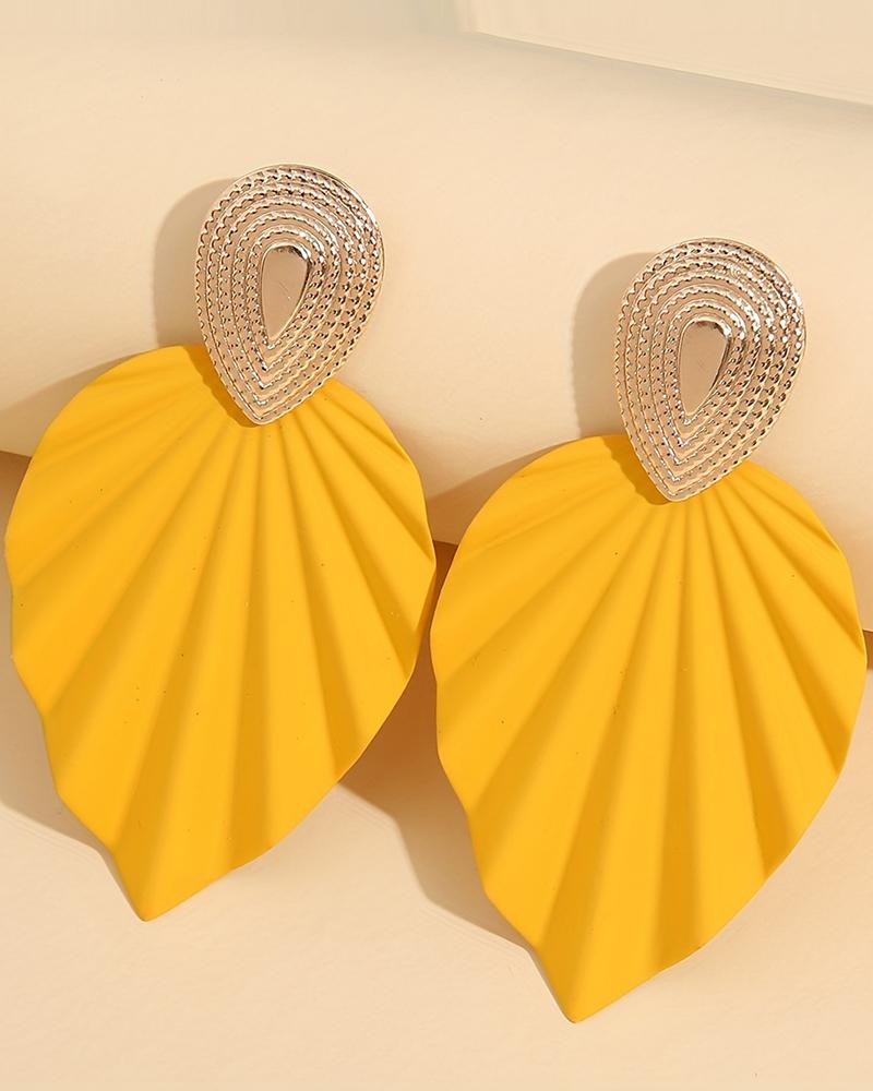 

1Pair Vintage Leaf Shape Geometric Earrings, Yellow