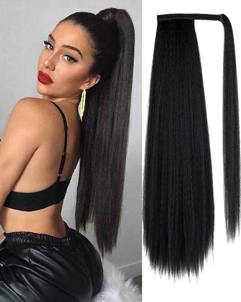 

Long Straight Ponytail Extension Synthetic Clip Ponytail Extension, Black