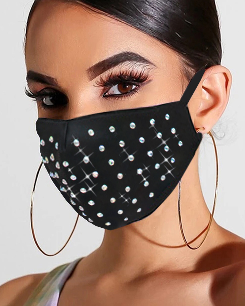 

Rhinestone Ear Loop Breathable Mouth Mask Reusable, Style4