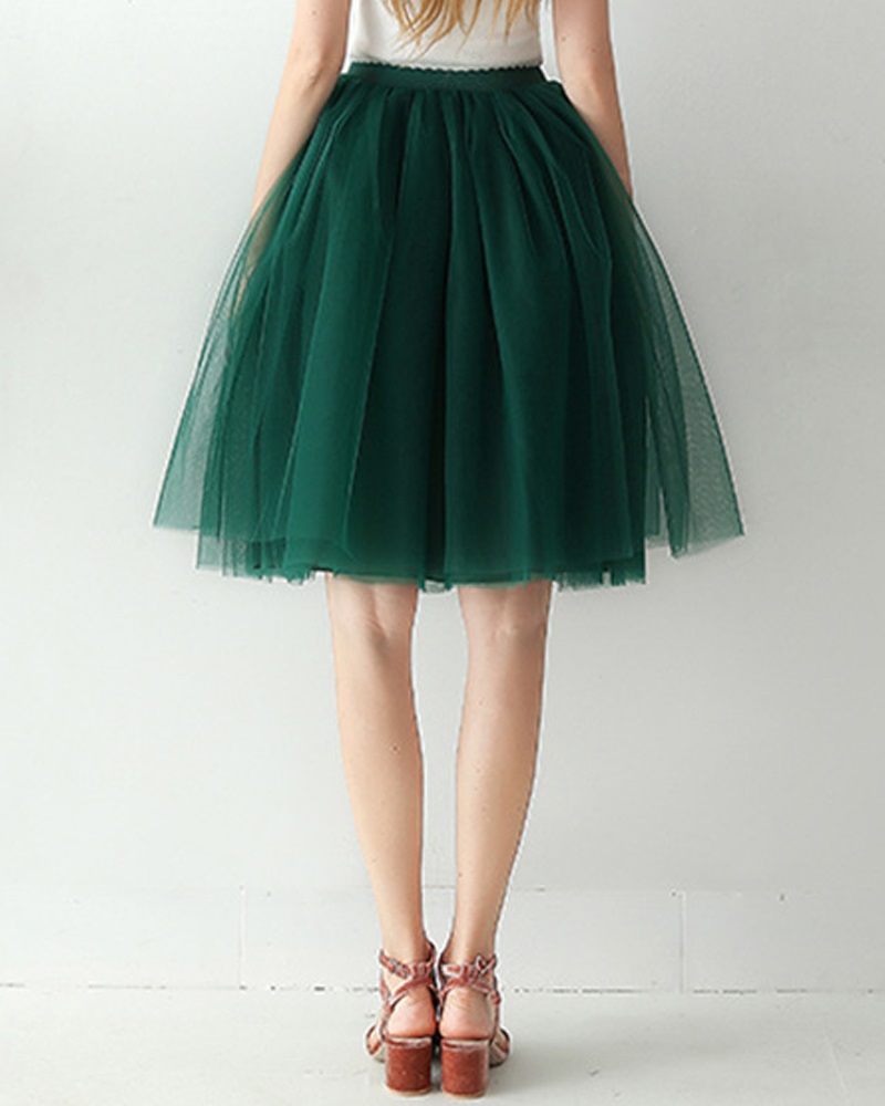 

Layered Sheer Mesh Tulle Tutu Skirt, Green