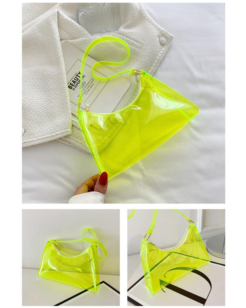 

Clear Minimalist Zipper Baguette Bag, Yellow