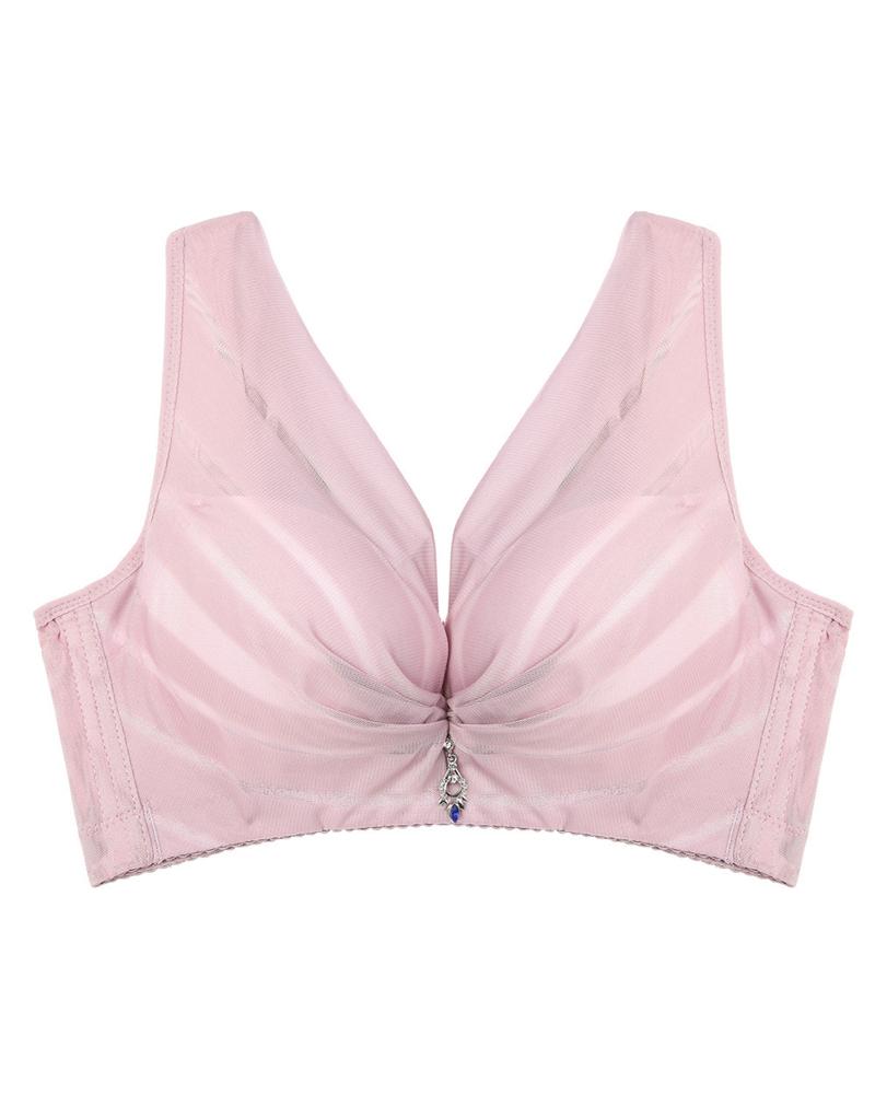 

Metal Decor Push Up Bralette, Pink