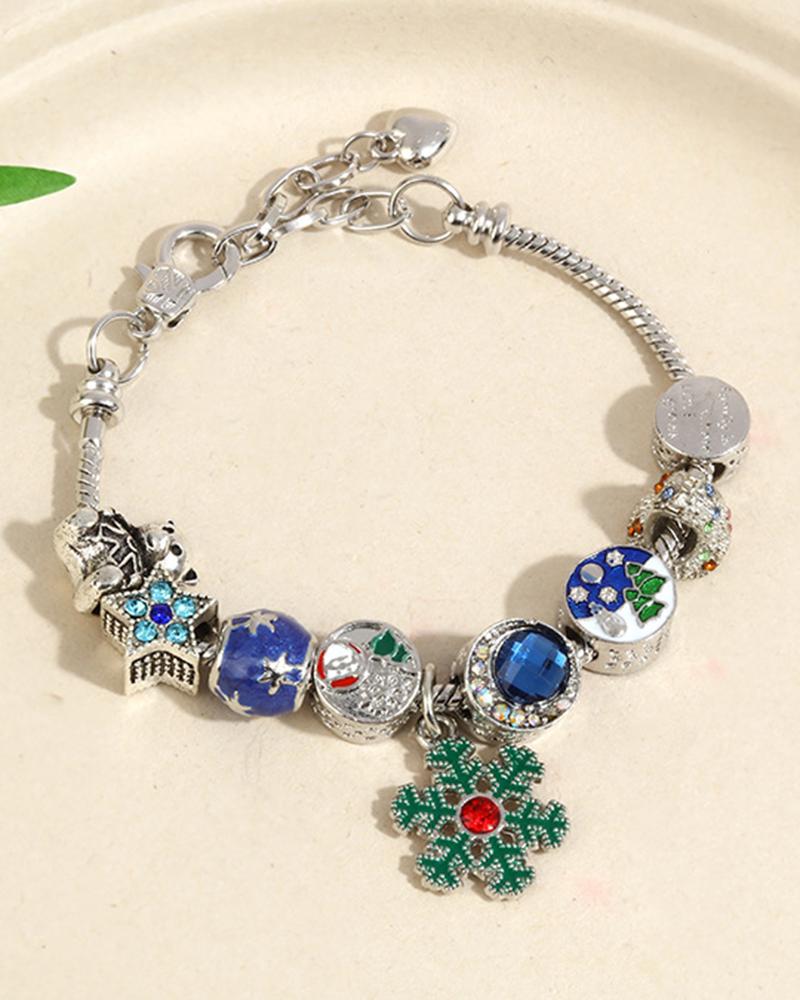 

1pc Christmas Tree Berry Santa Claus Snowflake Beaded Gift Bracelet, Style1