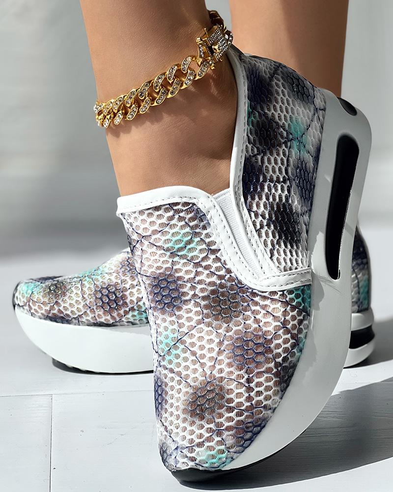 

Tie Dye Hollow Out Slip-on Muffin Sneakers, Gray