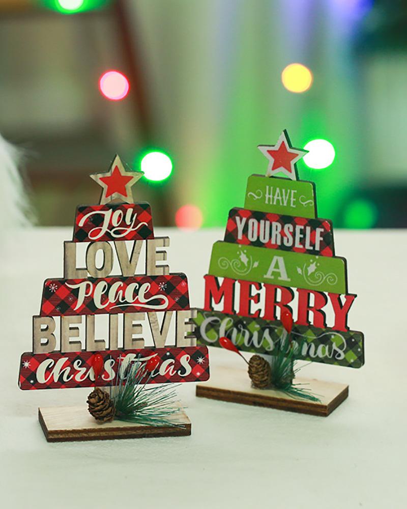 

Christmas Wood Tree Letter Ornament Wooden Cutout Word Tabletop Decor, Red