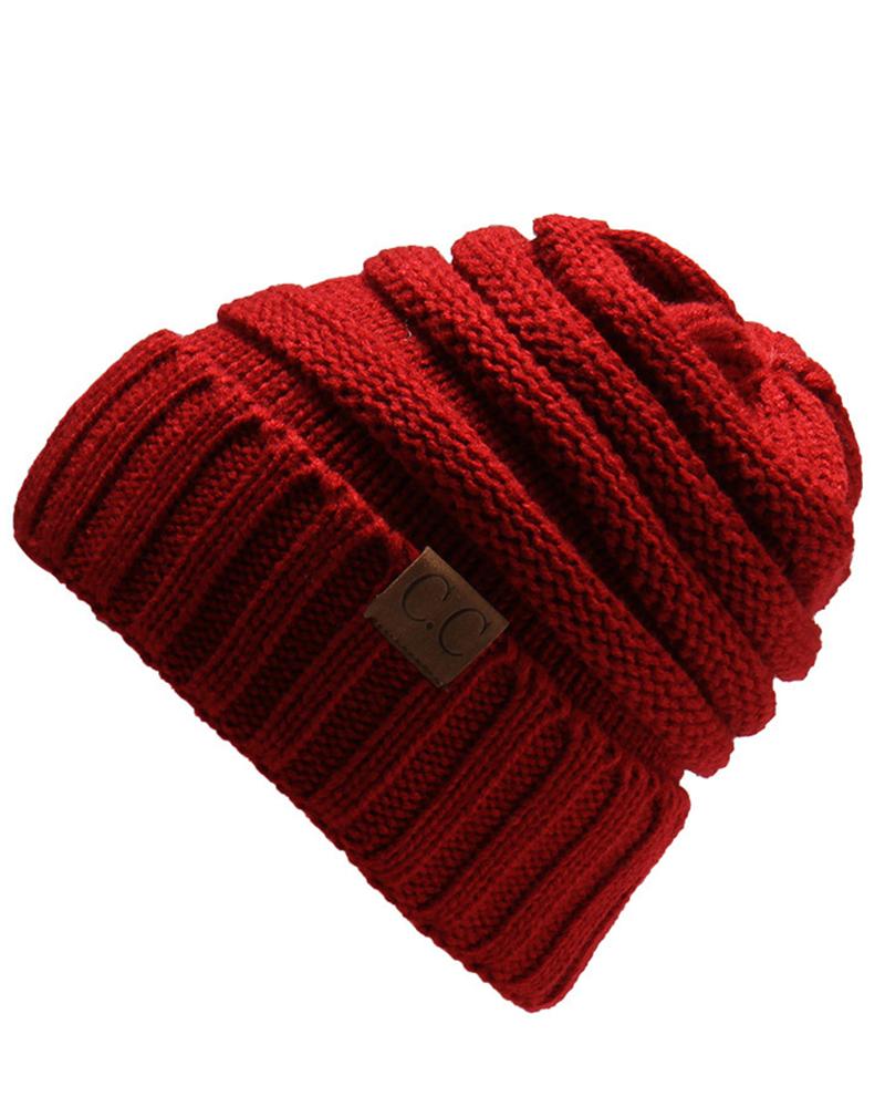 

Women's Beanie Slouchy Street Dailywear Casual Pure Color Work Fall Winter Knit Hat, Wine red