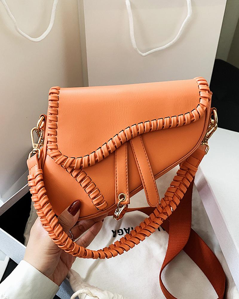 

Braided Design Saddle Bag, Orange