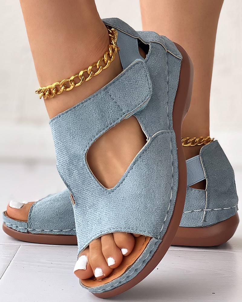 Leopard Peep Toe Hollow Out Sandals — free download