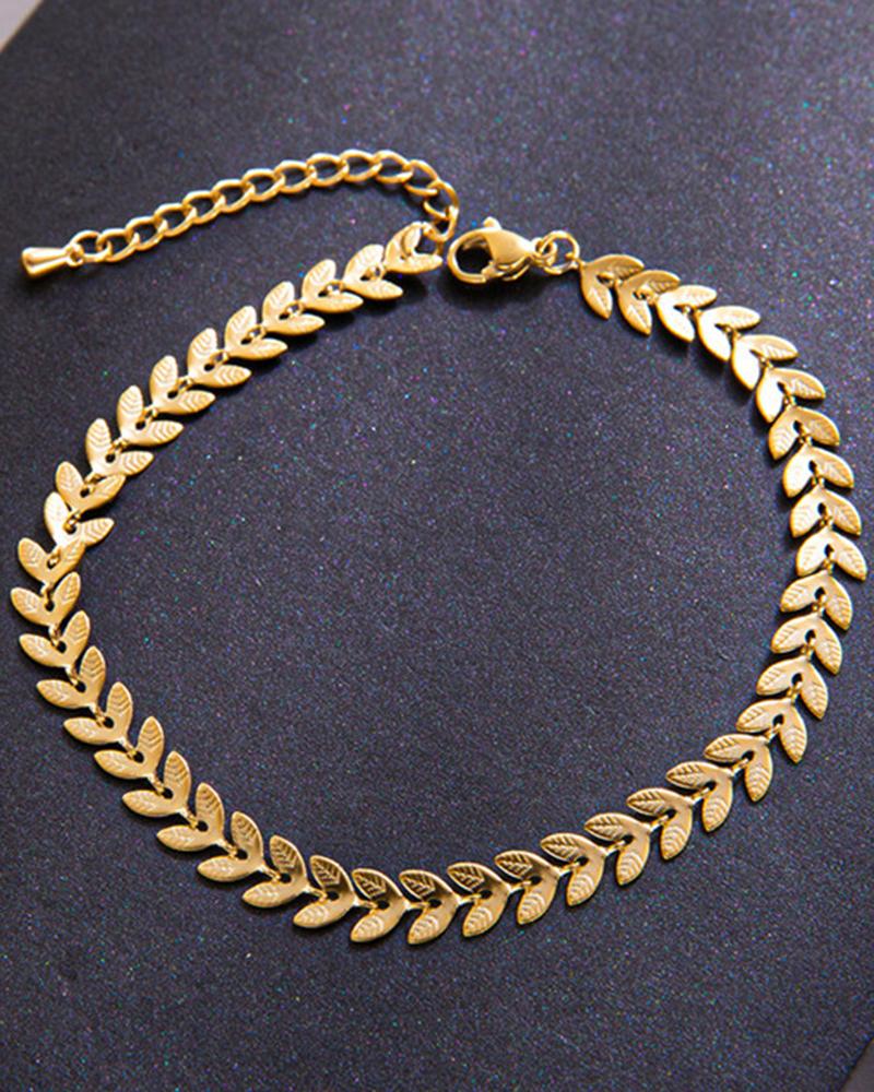 

1pc Herringbone Simple Gold Anklet