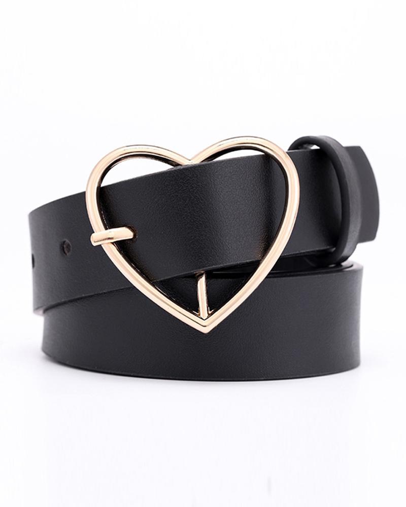 

Heart Shaped Buckle PU Belt, Black