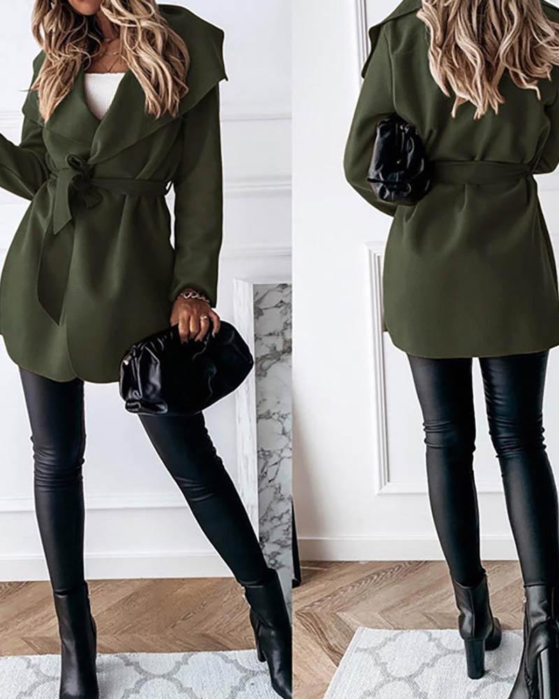 

Long Sleeve Tied Detail Casual Cardigan, Green