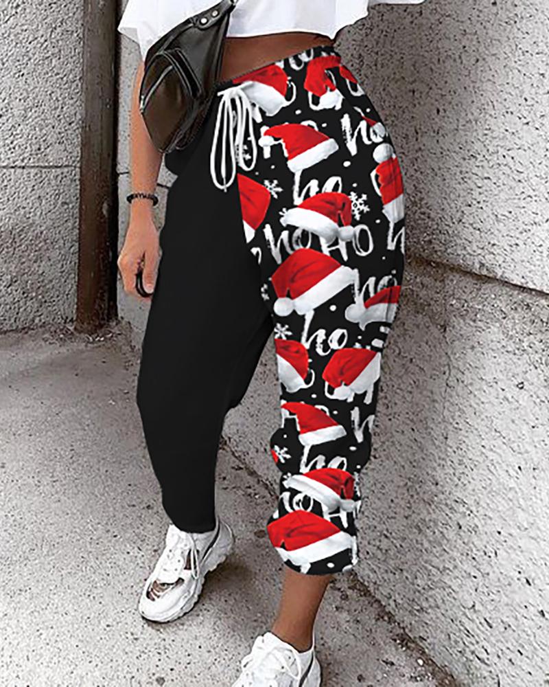 

Christmas Print Drawstring Casual Sweatpants, Style3