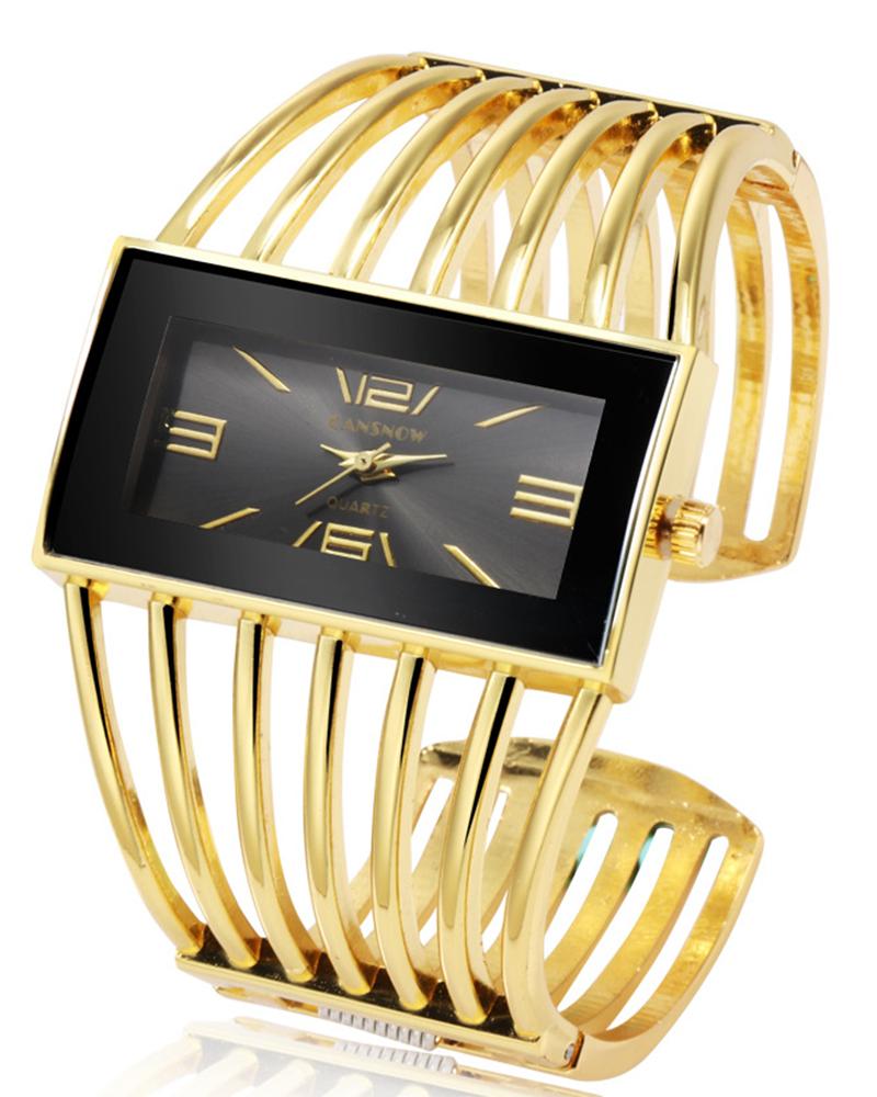 

Hollow Fashionable Bangle Quartz Watch, Gold