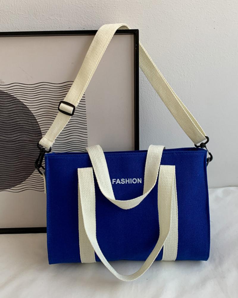 

Letter Pattern Square Canvas Tote Bags, Blue