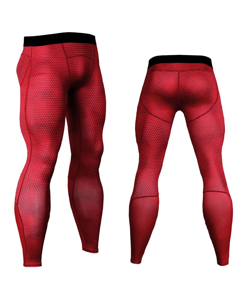 

Solid Color Embossing Quick-drying And Breathable Skinny Yoga Pants, Red