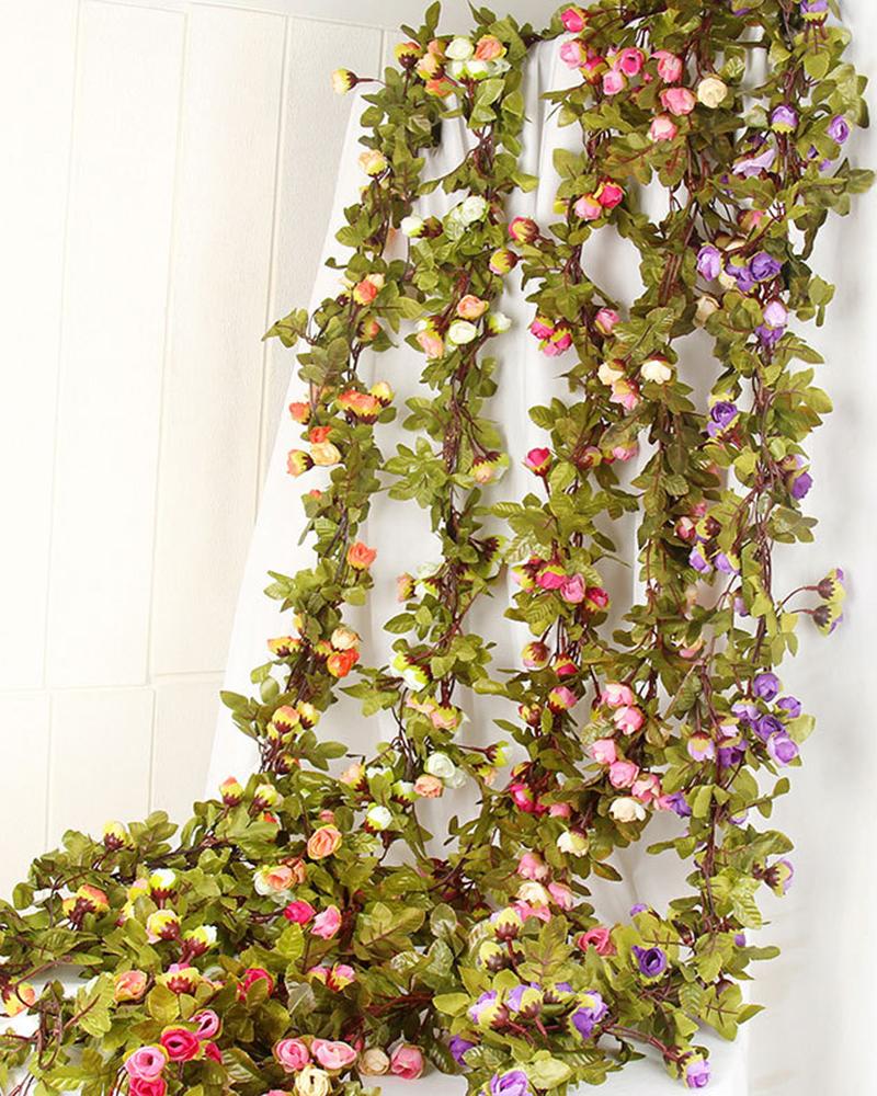 

Flower Garland Artificial Rose Vines Hanging Fake Floral Decorations Wedding Party Garden Wall Decor, Champagne