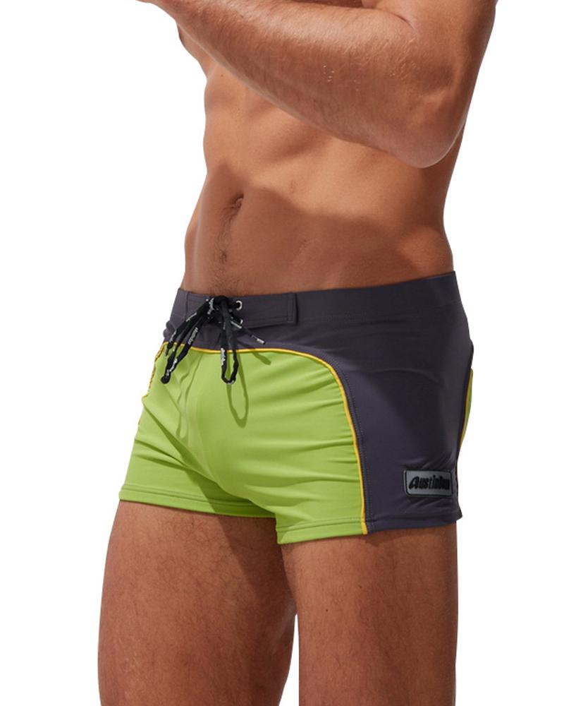 

Color Block Drawstring Swim Underpants, Style2