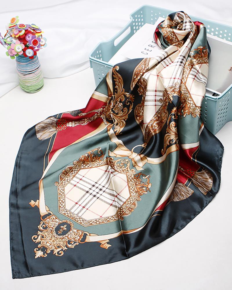 

Breathable Lightweight Neckerchief Printed Satin Square Headscarf, Style6