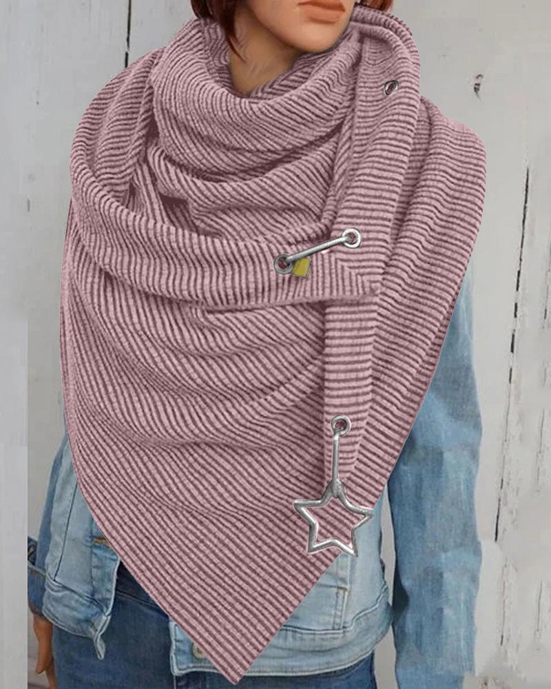 

Plain O Ring Star Decor Warm Scarf, Pink